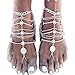Produktbild Kaxich 1 Paar Boho Fußkettchen Weinlese Stil Strand Fußkette Fuß Armband Yoga Hochzeit Party Fußkettchen für Frauen und Mädchen (Silber)