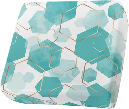 Fundas de cojín geométricas para sofá, color turquesa, lavables, contemporáneas, minimalistas, doradas, extraíbles, elásticas, para sofá en forma de