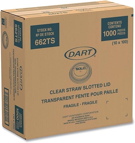 Solo Foodservice Pete - Tapa con ranura para popote para vaso frío de 12 onzas, transparente, caja de 10