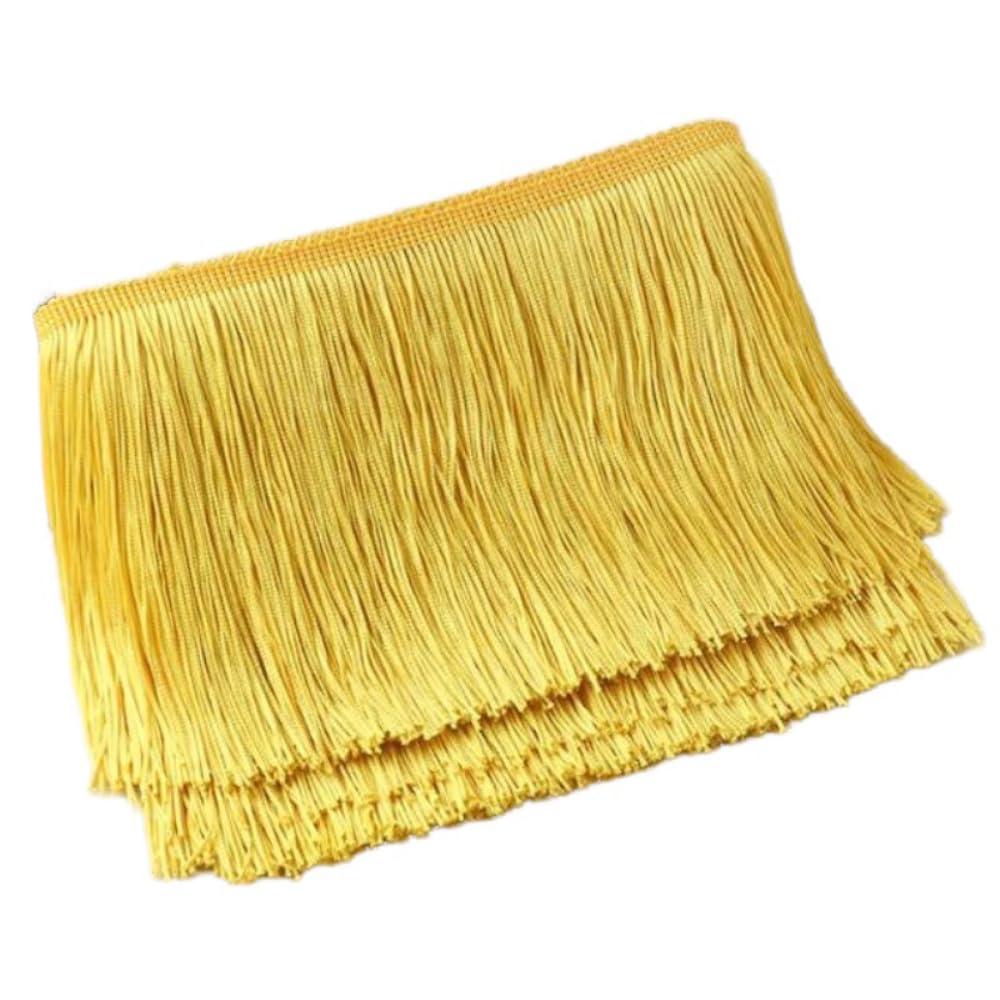 Blausky 20 cm x 10 m Wide Tassel Fringe Trim Dance Fringe Cut Fringe Silky Fringe Ribbon Decorative Ribbon Fringe Trim Ribbons for Sewing, for Latin Dress, Lingerie Curtains, Yellow