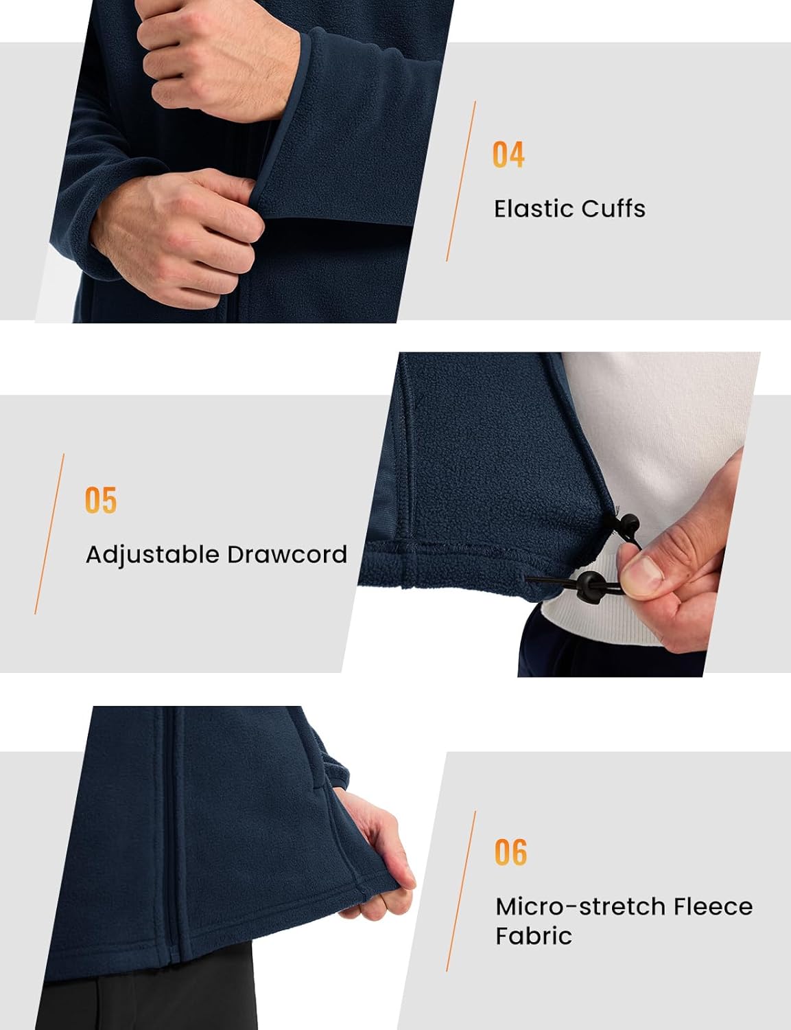 Rdruko Men's Fleece Jacket Full Zip Lightweight Warm Outdoor Hiking Casual Jacket - Image 6