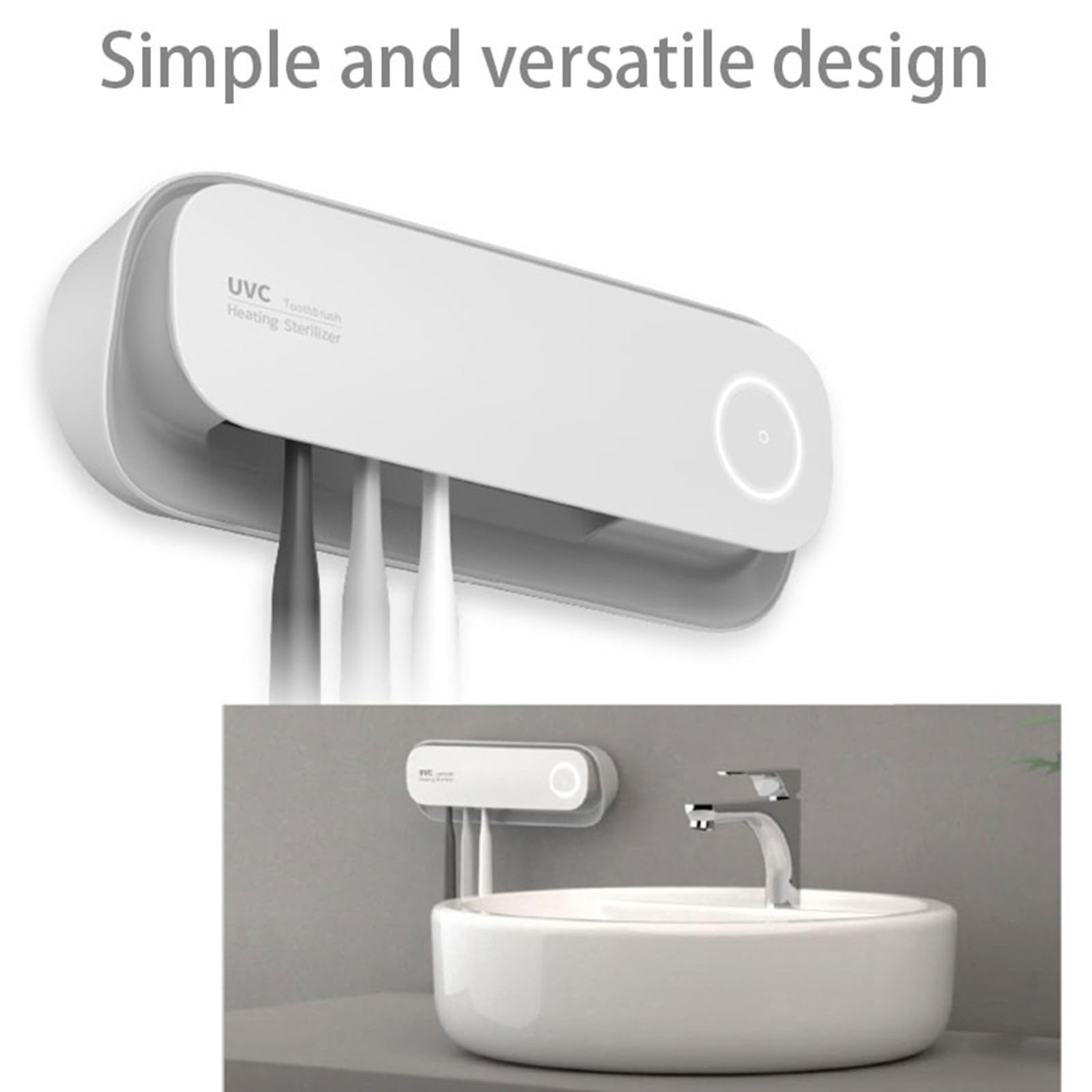 Soporte para cepillo de dientes con luz UV de inducción inteligente multifuncional, caja de almacenamiento eléctrica, dispensador automático de pasta de dientes, caja esterilizadora
