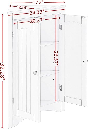 Miniatura 2 de Bellemave Armario esquinero de baño con puertas y estantes ajustables, gabinete de almacenamiento triangular para baño, aparador independiente para