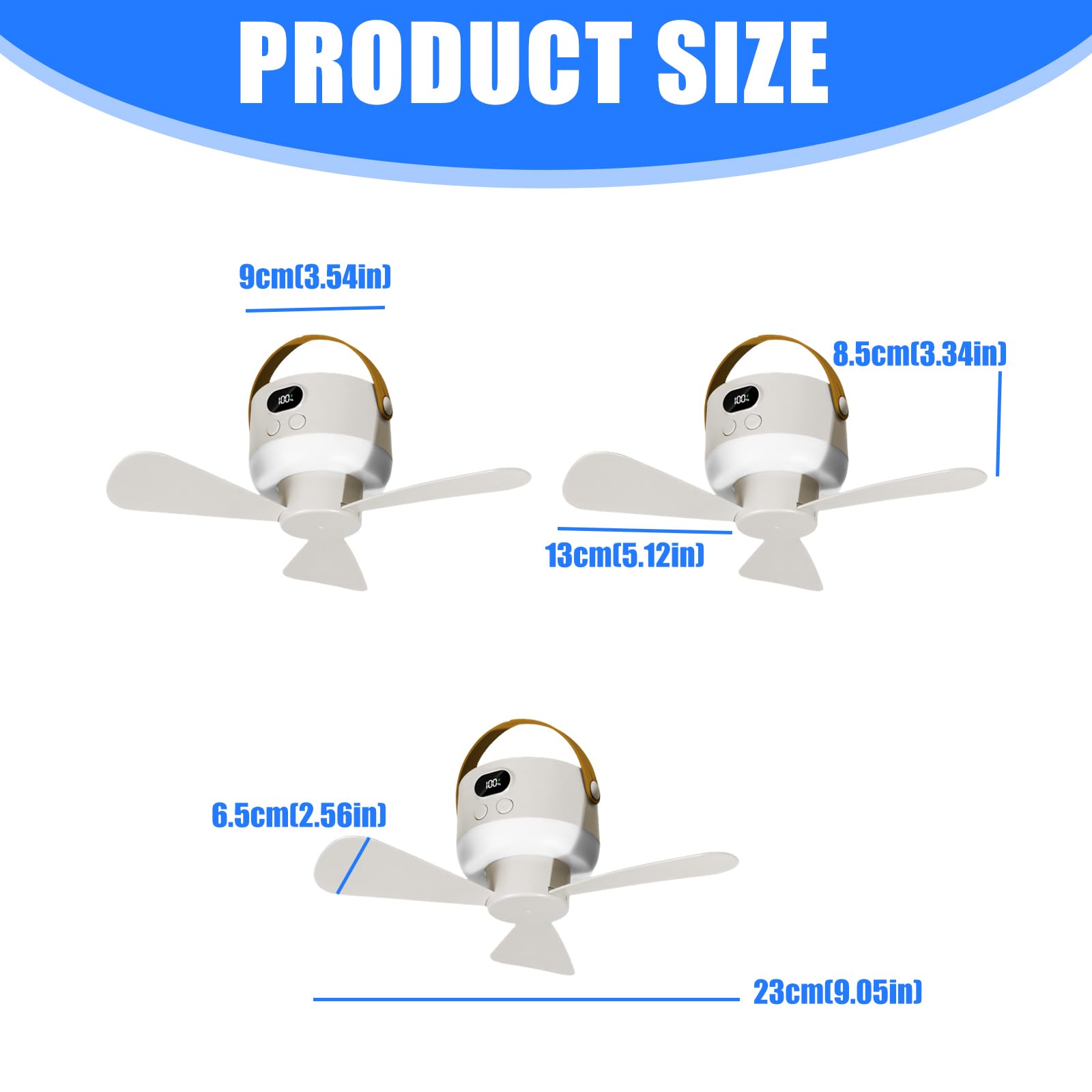 Ventilatore USB compatto con batteria funzionamento silenzioso portatile per campeggio all'aperto alimentato USB per camera da letto studio dormitorio