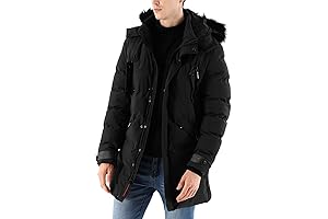Men's Warm Parka Ski Jacket with Detachable Fur-Trimmed Hood