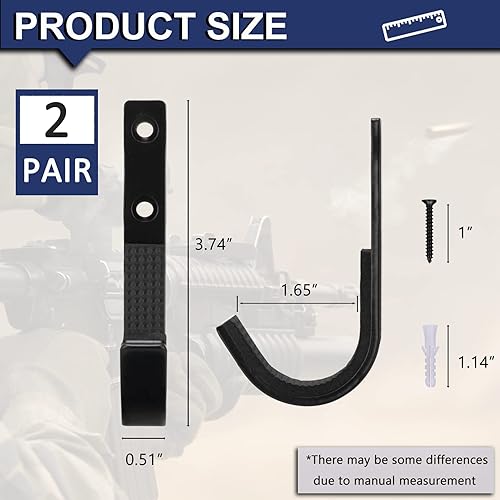 Miniatura 2 de Perchero de almacenamiento para rifles de montaje en pared, ganchos de escopeta horizontales de metal para almacenar escopetas, rifles, arco de tiro