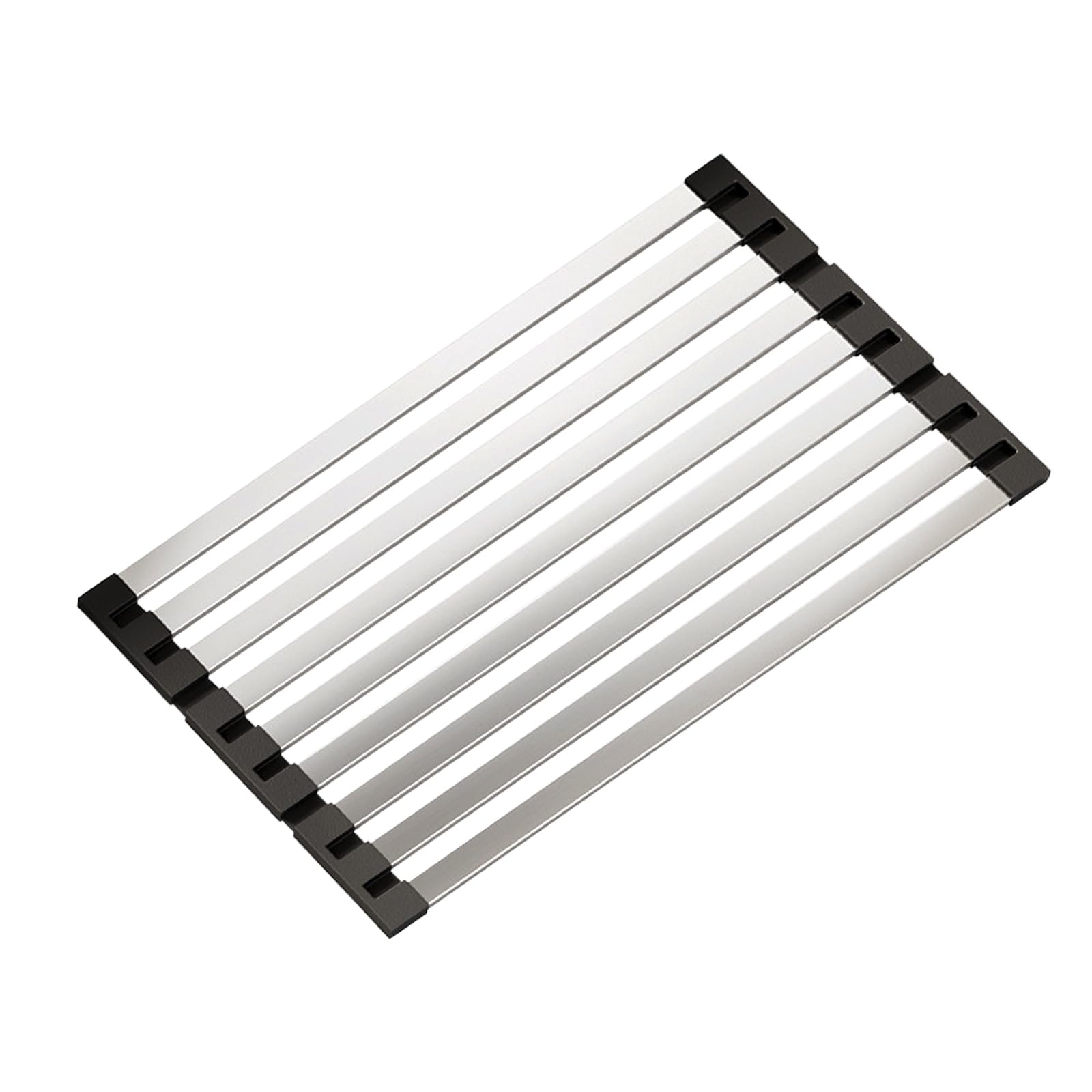 Scolapiatti in acciaio inox per la cucina sopra il lavello, scolapiatti arrotolabili, scolapiatti pieghevole, scolapiatti multiuso (50 x 32,5 cm)