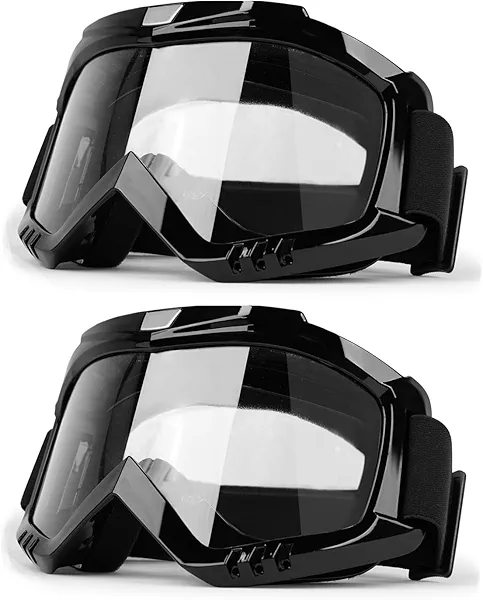 Professional Motorcycle Motocross Goggles 2-Pack Dirt Bike ATV Riding Racing Wide vision Glasses Anti-Fog Scratch Windproof Dustproof Goggles for Adult Youth Kids Clear Lens