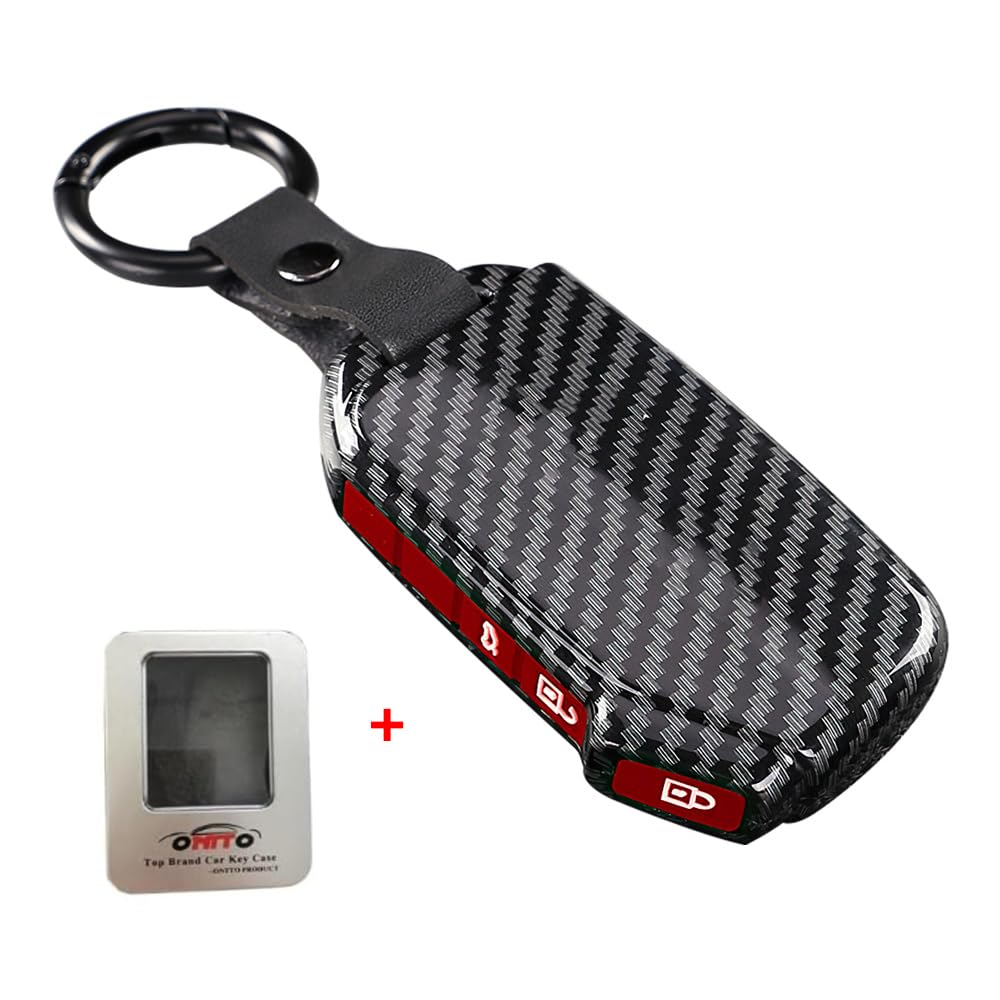 ontto Car Key Case for Kia Sportage R GT Stinger GT Sorento Ceed CD Cerato Forte 2018-2021 ABS 3 Button Carbon Fiber Red Car Key Cover - Image 3