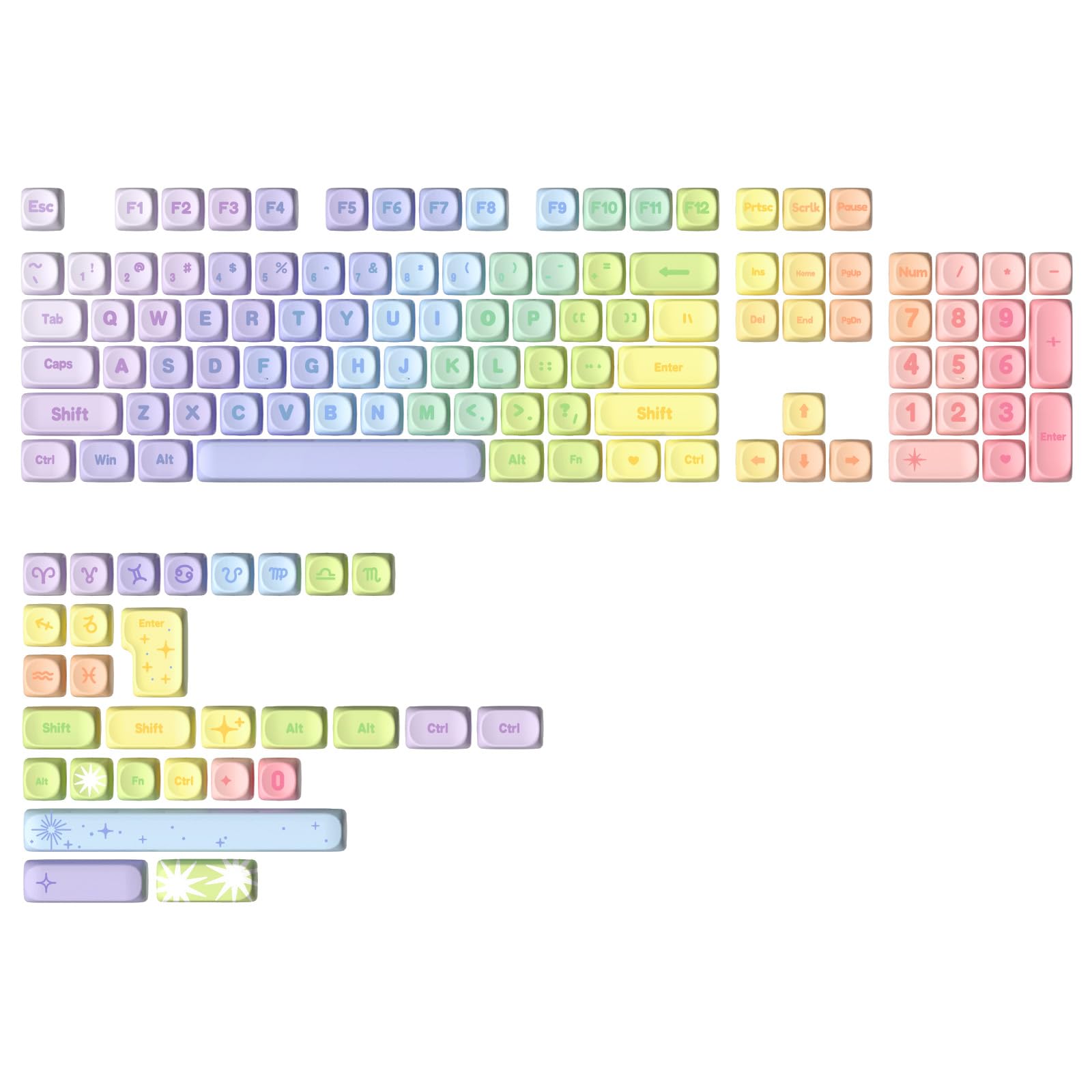 rainbow♡ Amazon.com: YUNZII 140 Keys MOA Keycaps, Dye-Sublimation PBT