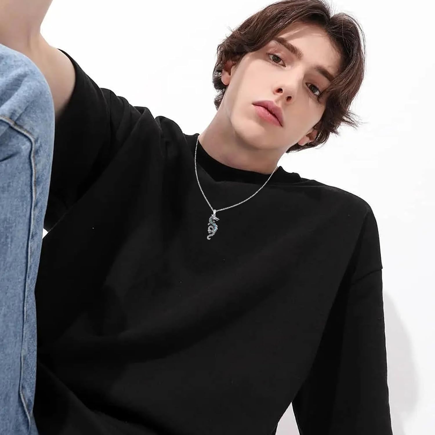 Dragon Necklace 925 Sterling Silver Oxidized/Solid 24K Gold Over Dragon Pendant Unisex Jewelry Valentine's Day Gift for Men Women - Image 4