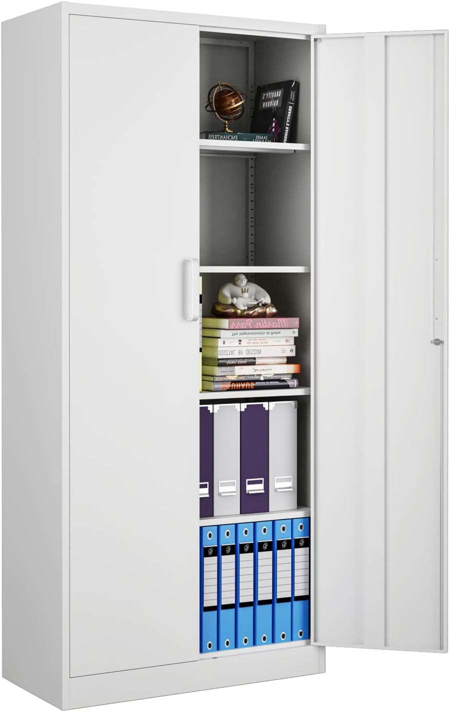 Hommoo 72" Tall Steel Storage Cabinet with 2 Doors Lockable Metal Storage Cabinet with 4 Adjustable Shelves for Garage Kitchen Office Classroom Pantry Home 72" H36 W18 D (Grey)