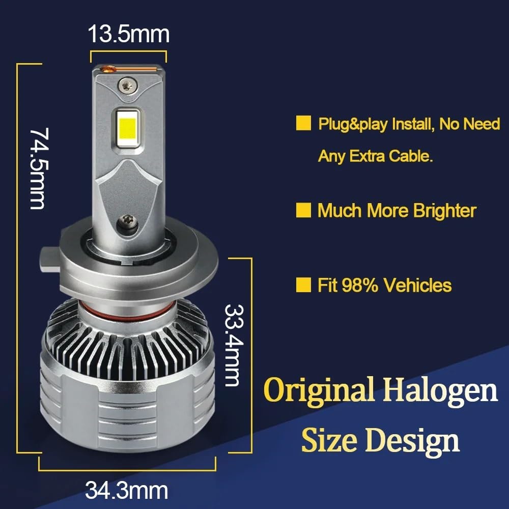 2 faros delanteros F13 de 20.000 lm, 100 W, H7 LED, H4, CANbus, CSP 3570, H1, H11, 9005, Hb3, Hb4, 9012, blanco puro, 6000 K, 12 V(9005/HB3)