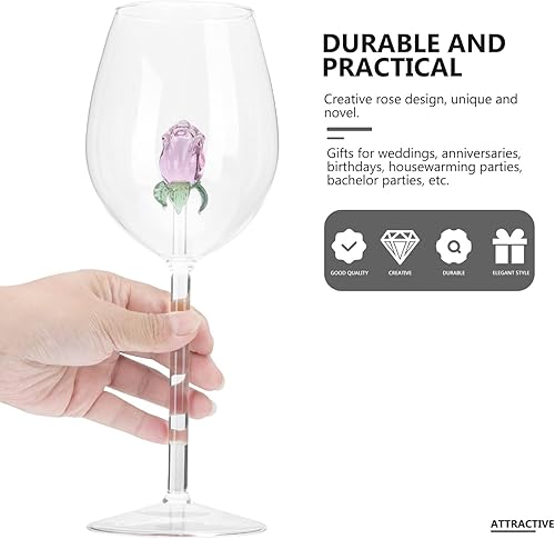Miniatura 6 de Copa de vino tinto, copa de vino rosa, copas de cristal transparente, copa de flauta, copa de flor de rosa, vaso de flores para boda, fiesta,