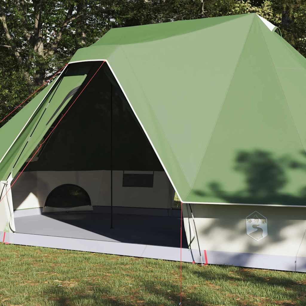 Tipi Namiot rodzinny Taffetas 466 x 310 x 240 cm z zielonym dachem, portem E i hakiem wiszącym na taras, kemping
