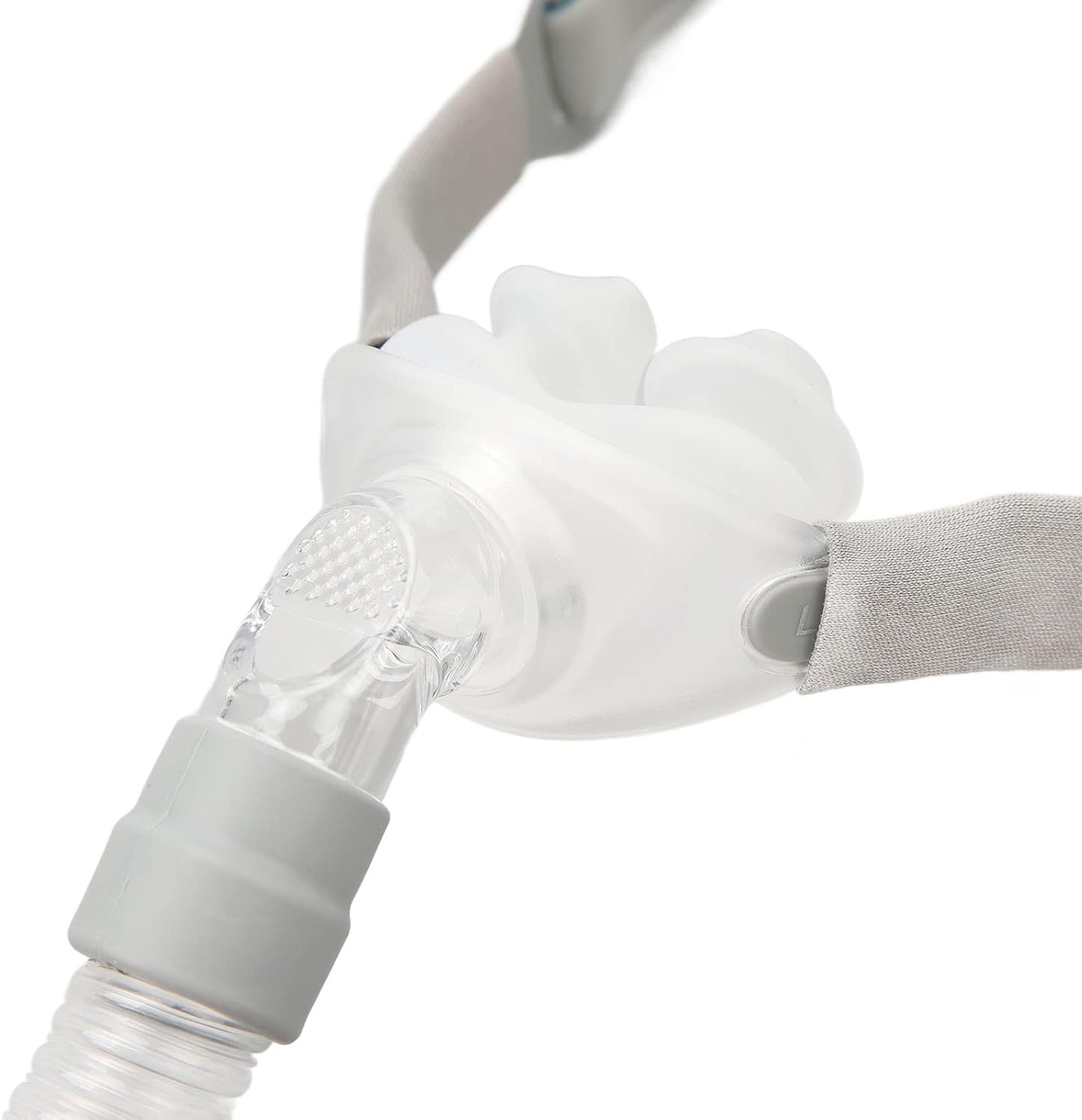 Nasal Pillows with Headgear, Silicone Tube Frame Combination Nasal Pillow for ResMed, Replacement Nasal Guard Reuse Breathing Machine Accessory, Headgear Strap Nasal Pillow System
