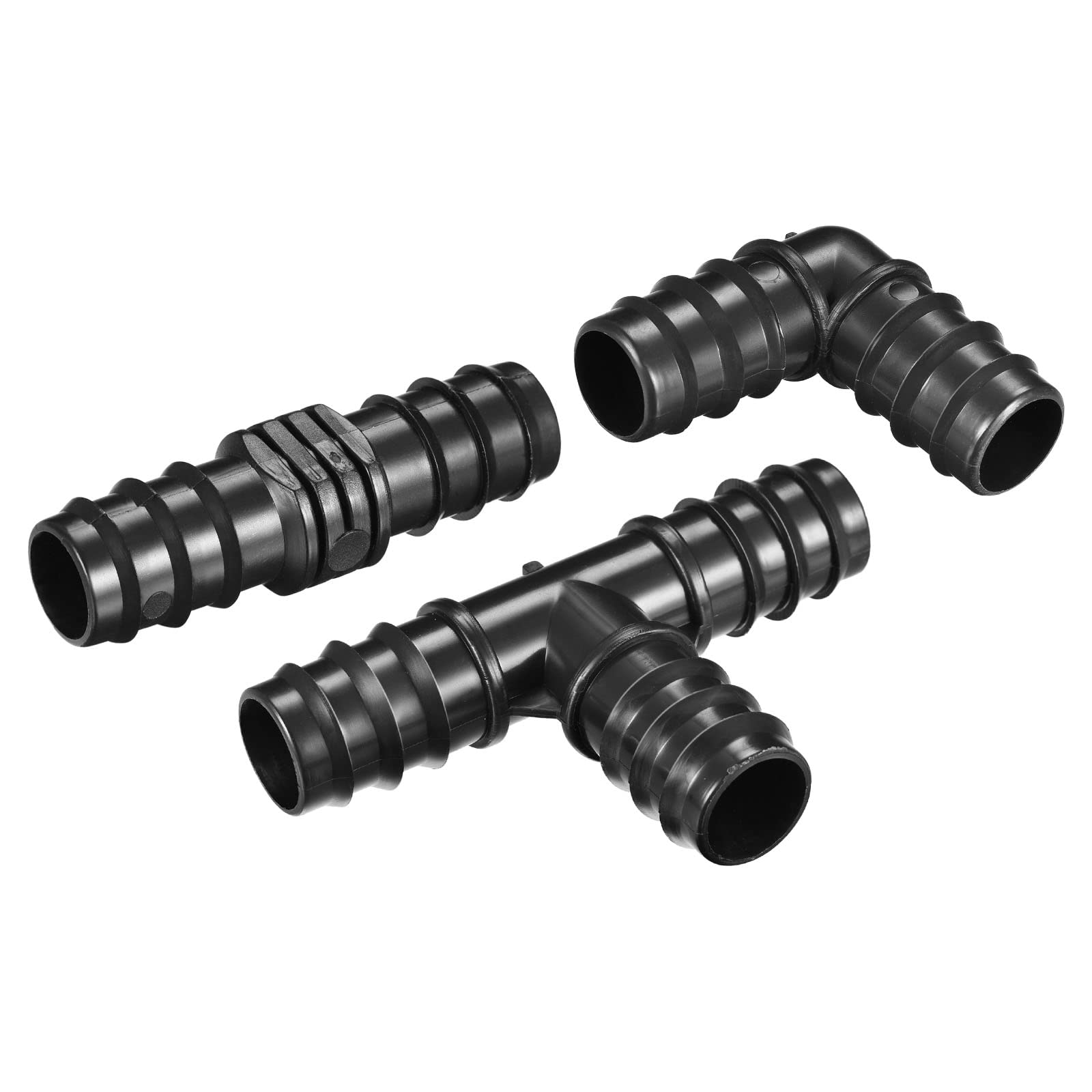 M METERXITY 10 Pack Tee Barb Fittings - 24.5mm Barbed Tee Hose Fitting 3 Way Connectors Apply to Garden, Black(G1/2 Male Thread) — image 1