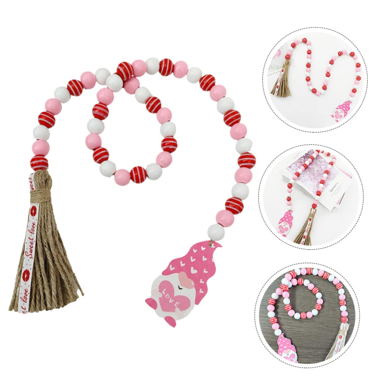 IMIKEYA 5stücke Tassel Bead String Mit Holzperlen Für Valentinstag Romantische Dekoration Für Zuhause Garten Und Rustikaler Für Vielseitig Einsetzbar