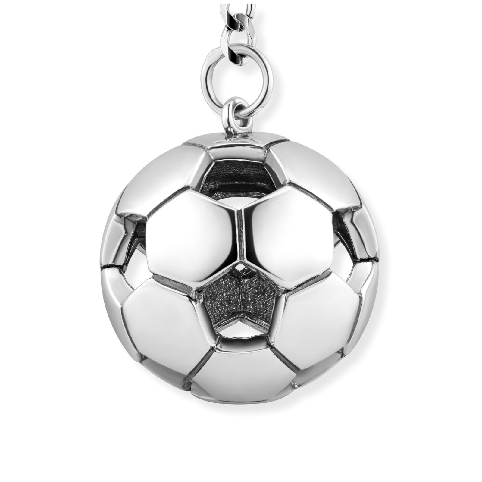 Portachiavi Maschile Design Calcio Realizzato In Argento Nichel-Free Lucidato