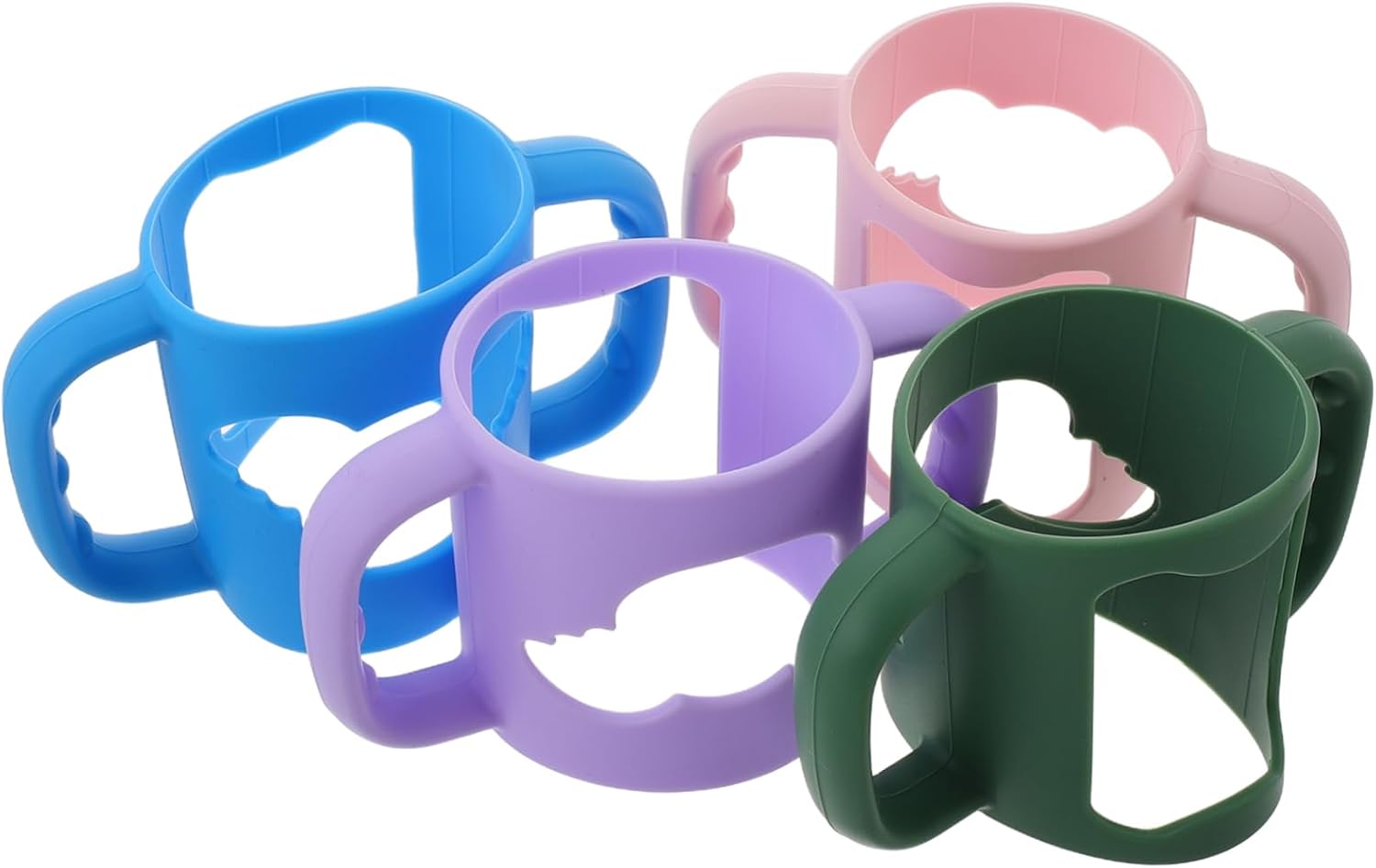 Mikinona 4pcs Silicone Bottle Handles for Small Hands Ergonomic Design Dishwasher Safe Soft and Comfortable for Easy Transition from Bottles to Cups Compatible with Various Brands