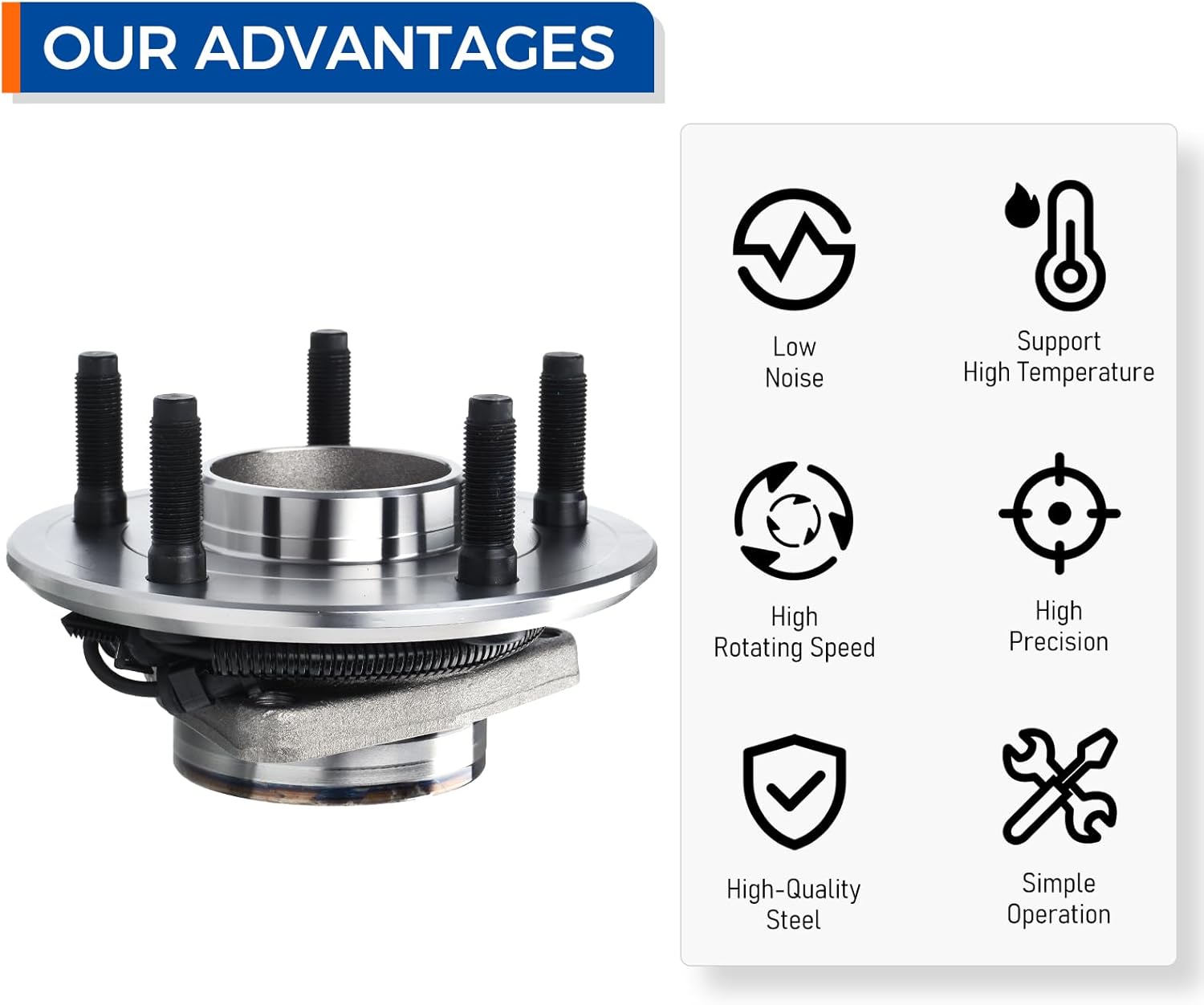 PAROD 515126 2PCS Front Wheel Hub Bearing Assembly Compatible with 2009-2010 Dodge Ram 1500, 2011 Ram 1500 W/ABS 5 lugs