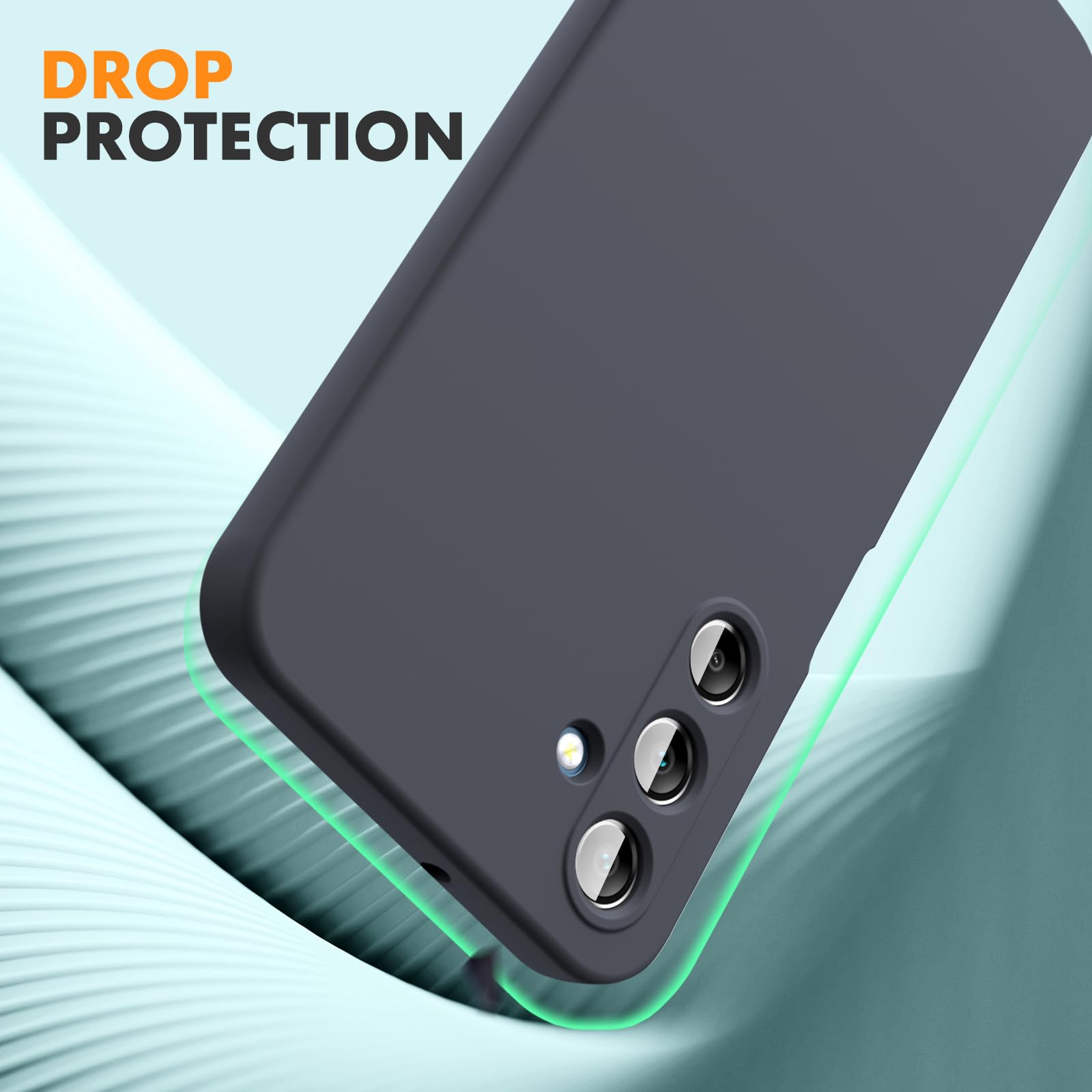 Vansdon Cover Compatibile con Samsung Galaxy A25 5G, 2 Pellicola Protettiva in Vetro Temperato, Gomma Gel di Silicone Liquida Antiurto Custodia - Grigio Scuro