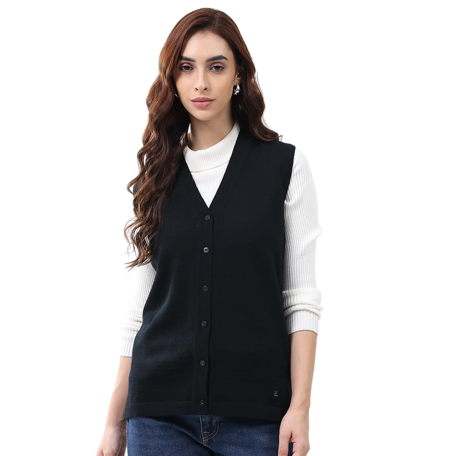 monte carlo Women V Neck Sleeveless Cardigan | Warm Woolen Buttoned Sweater for Ladies | Stylish Knitted Cardigan for Women's-picture-18
