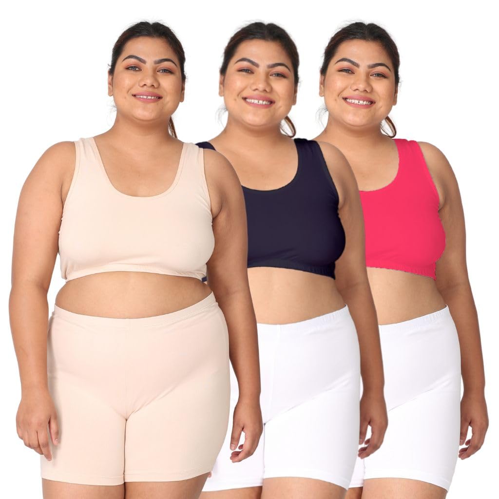 Adira Plus Size Sleep Bra for Women | Slip On Bra to Wear at Home | Comfortable, Wirefree & High Coverage | Sleep Support | Avoids Stretch Marks | Pack of 3