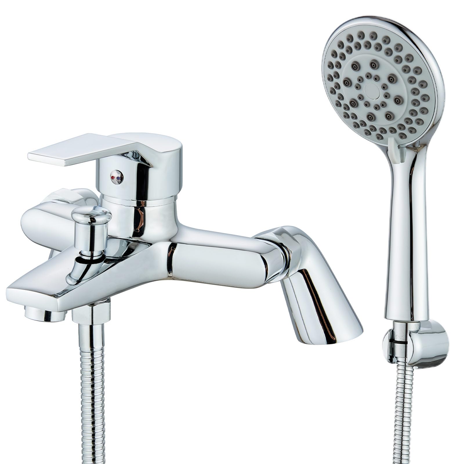 Eovem Bath Mixer Tap, Single Lever Chrome Bath Tap with Shower Attachment