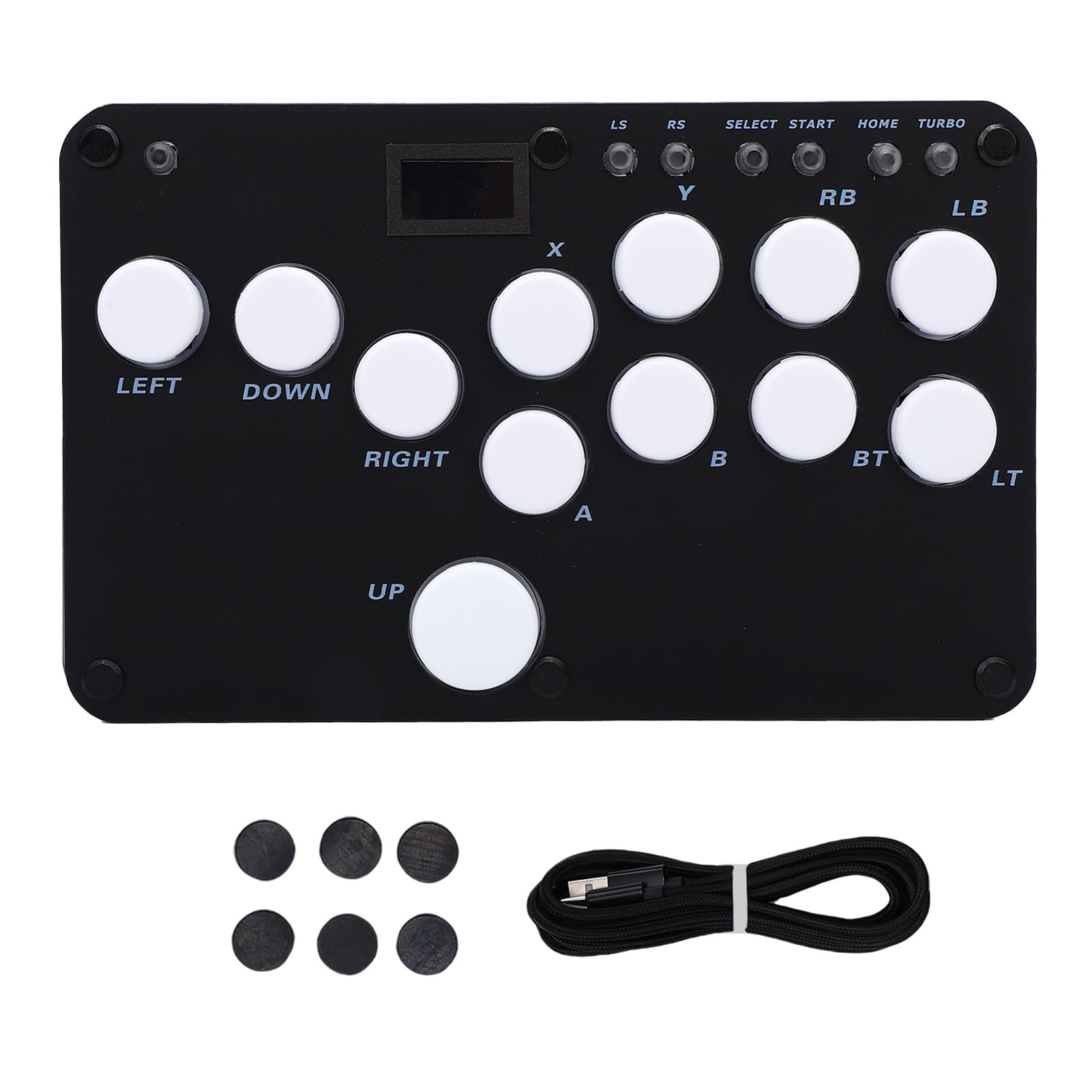 Fabater Kontroler światła RGB Fight Stick z możliwością Wymiany Podczas Pracy, Krótki Czas Oczekiwania dla Konsoli do Gier, Czarny