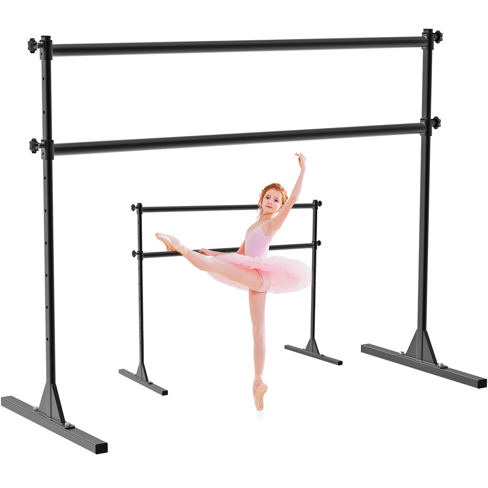 seleware height adjustable ballet barre freestanding ballet bar heavy duty dance bar support barre movements body stretch pull-ups, sturdy construction never fall apart, anti-slip