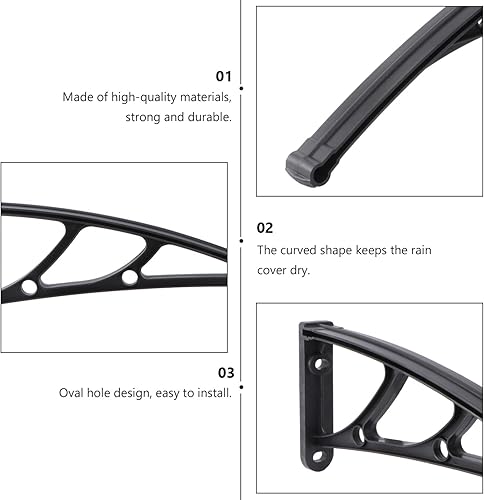 Miniatura 3 de Angoily 2 soportes en L resistentes para patio, balcón, barandilla, estante transparente, toldos, estanterías de metal, toldo de puerta, toldo de