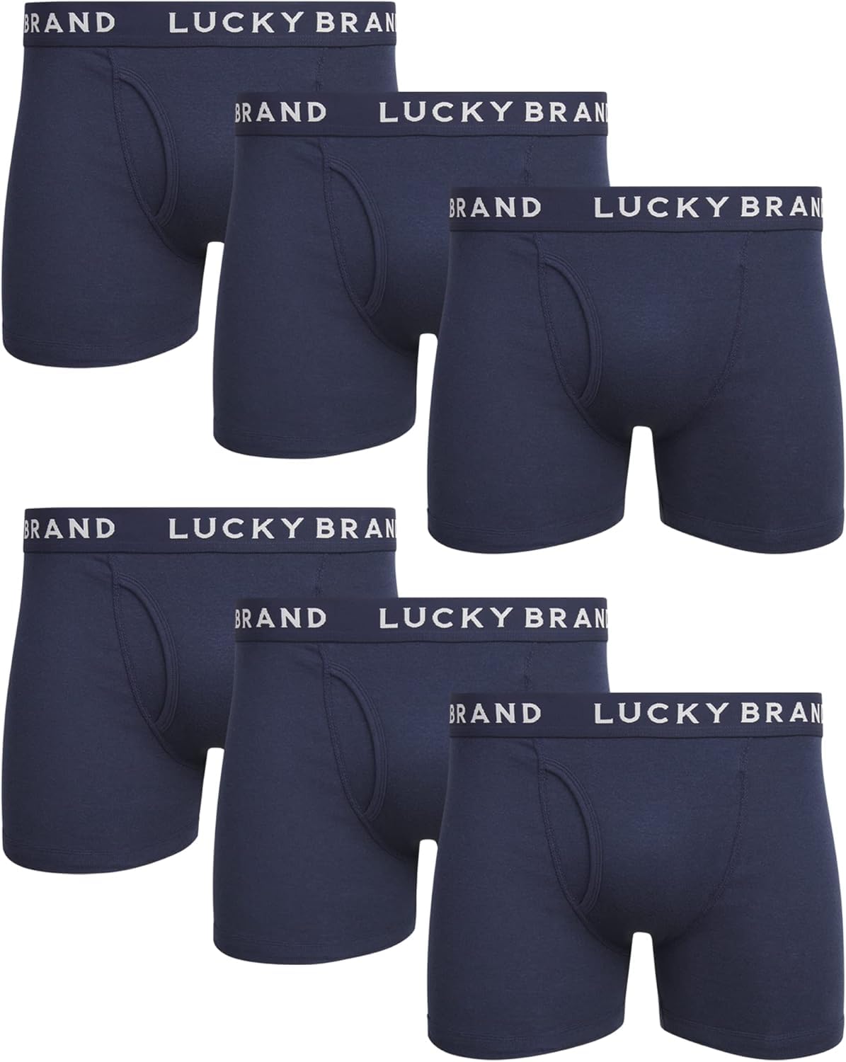 Lucky Brand Mens Boxer Briefs - 6 Pack Classic Mens Underwear Boxer Briefs with Functional Fly - Soft Cotton Boxers for Men
