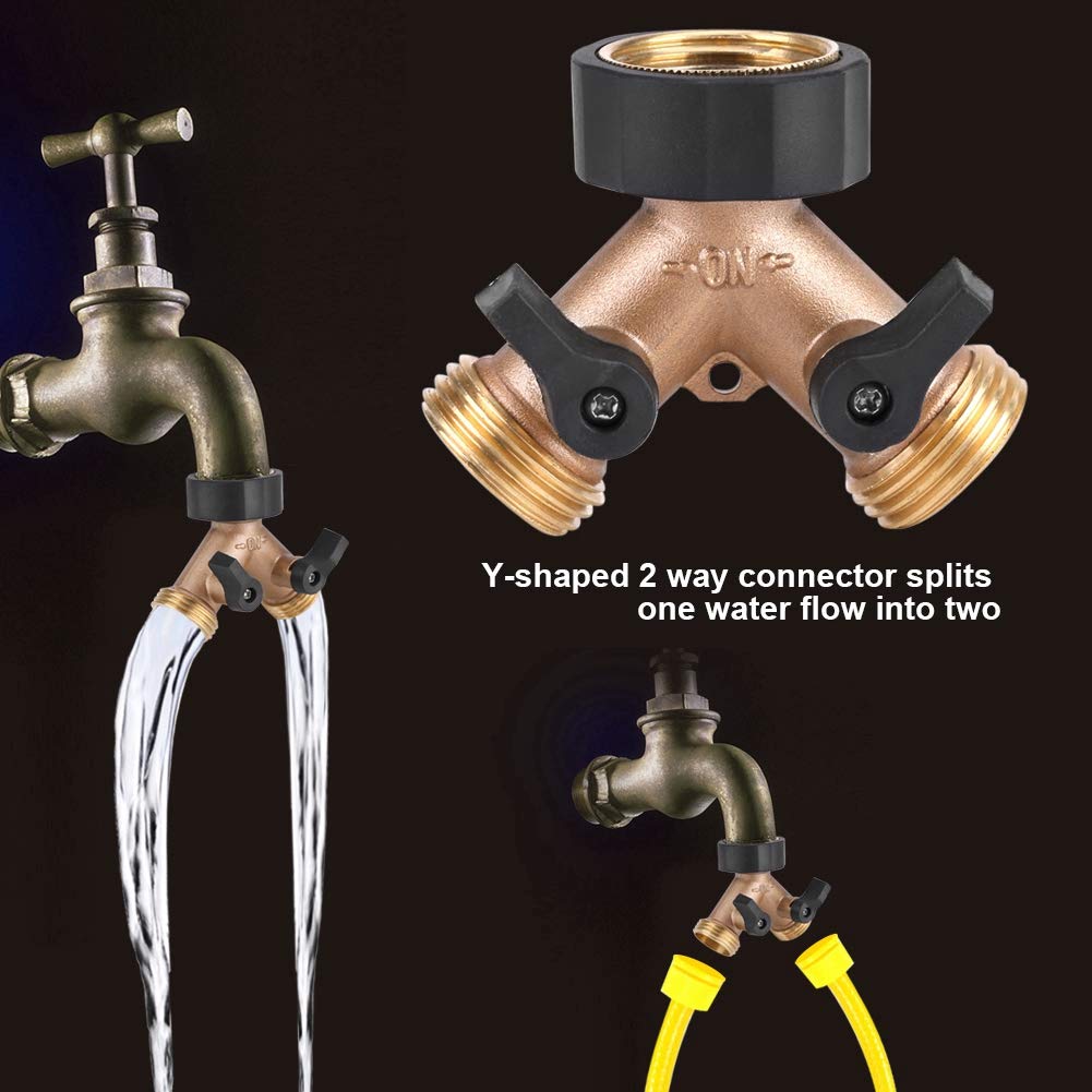 Grifo Doble Jardin Adaptador De Grifo Vías Latón Divisor De