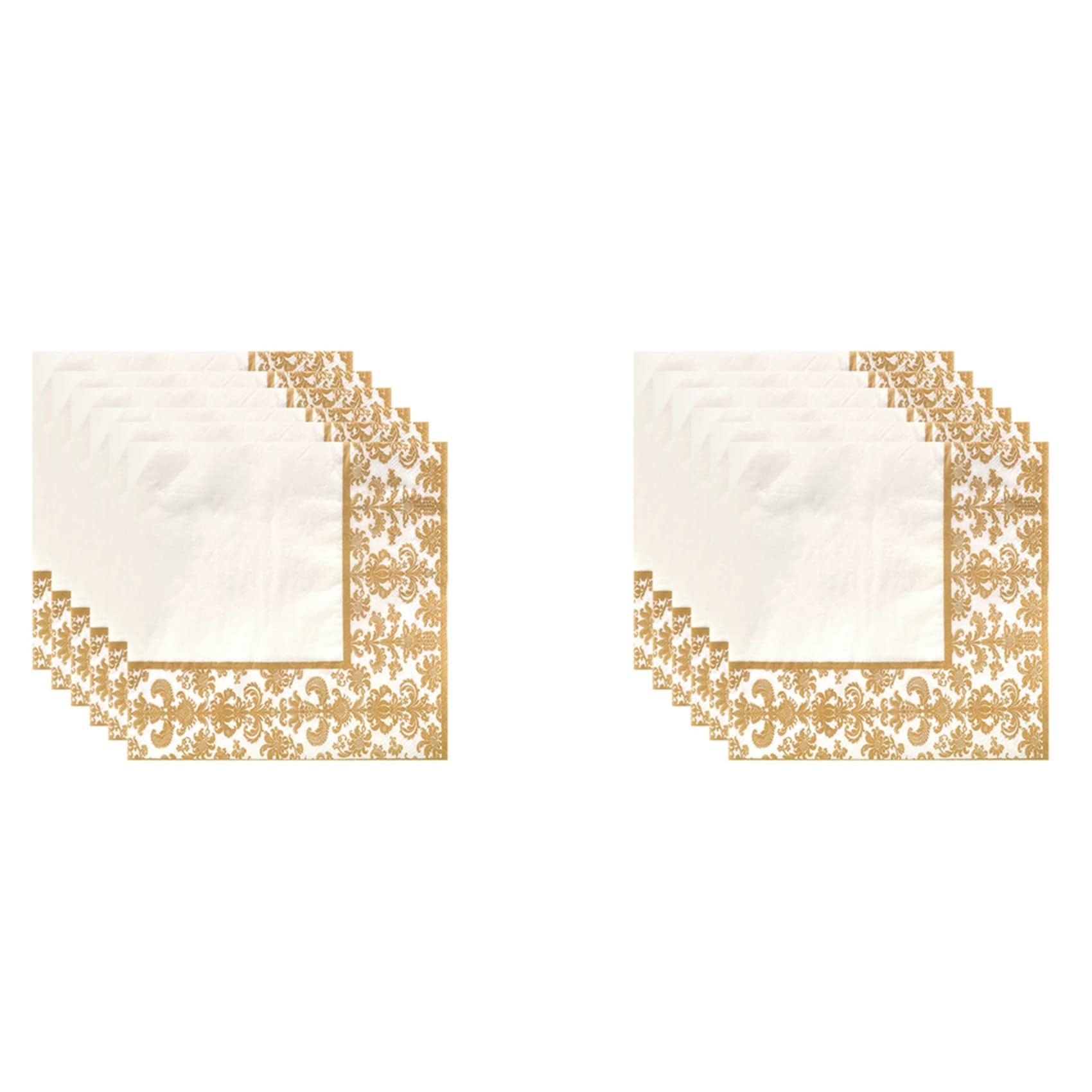 Hndhbfgrt 2X 100Pcs Gold Printing Disposable Napkin Tissue Paper Printed Napkins for Restaurant And Hotel (Golden + White)