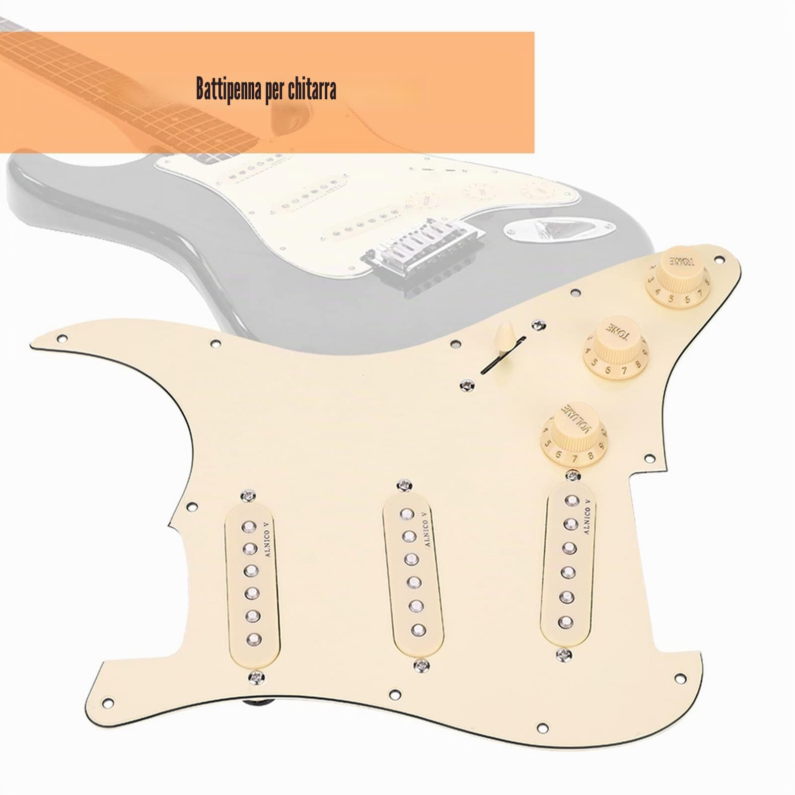 Battipenna Caricato Chitarra Pickup Magnetico Alnico V SSS Preinstallati per Chitarra Elettrica