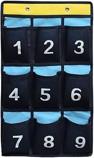 NIMES Numbered Organizer Classroom Pocket Chart for Cell Phones Calculators Holders Blue (9 Pockets)