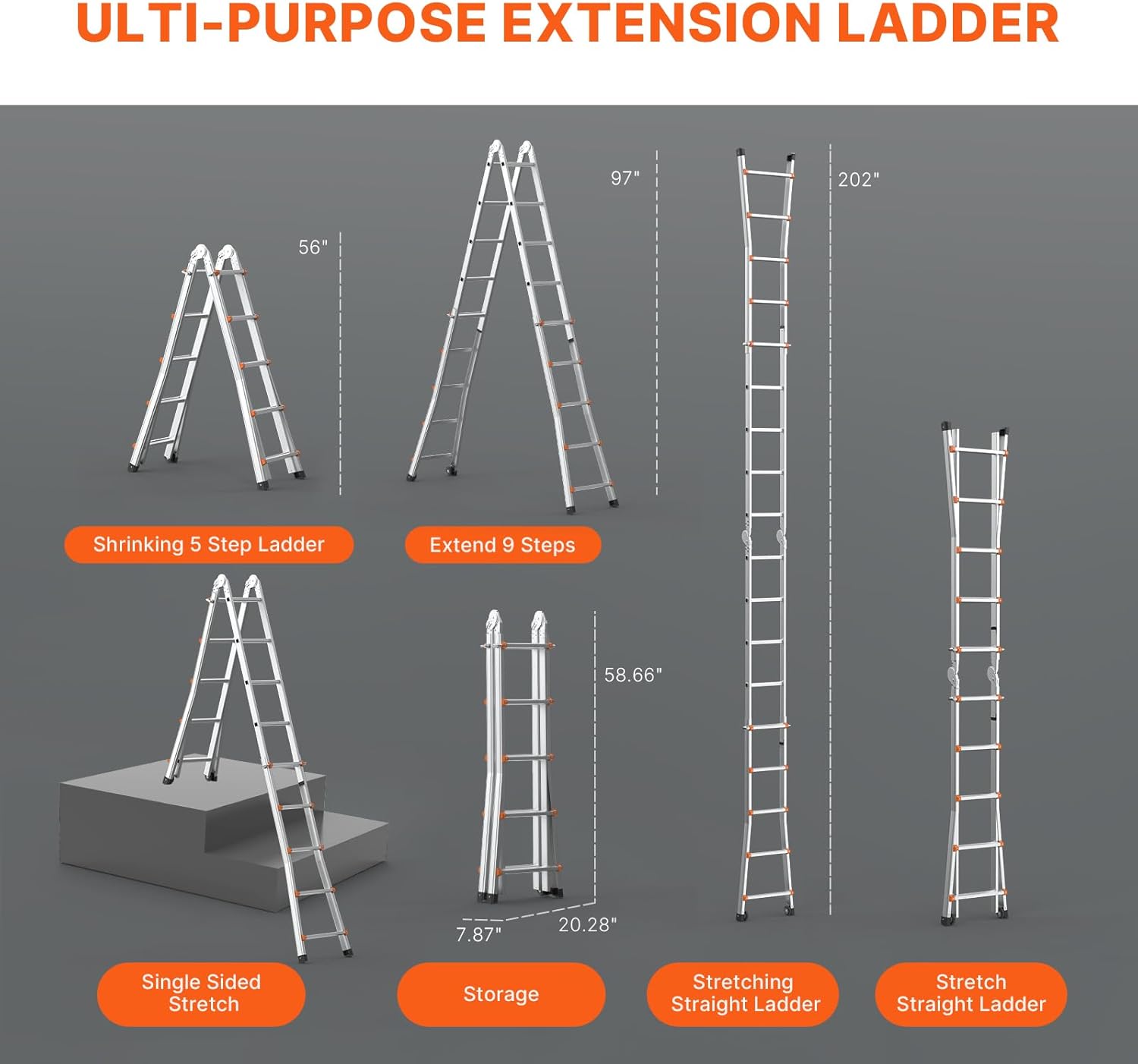 Man easily moving the VEVOR ladder using its bottom-mounted double pulleys
