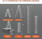 VEVOR Telescoping Ladder A Frame, 16.7 FT Compact Aluminum Extension Ladder, Multi-Function Portable Collapsible RV Ladder, Telescopic Ladder for Homework Stairs Indoor Outdoor Roof, 330lb Load