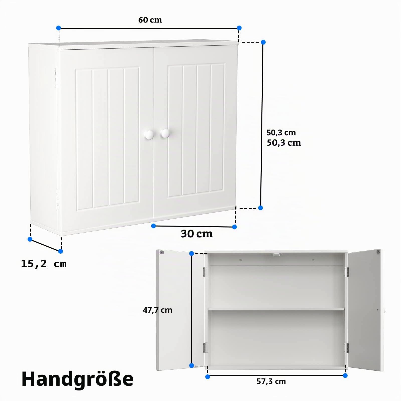 Hängender Badezimmerschrank Hängeschrank Hängeschränke mit Doppeltüren Verstellbare Ablage Badezimmer Wohnmöbel Weiß
