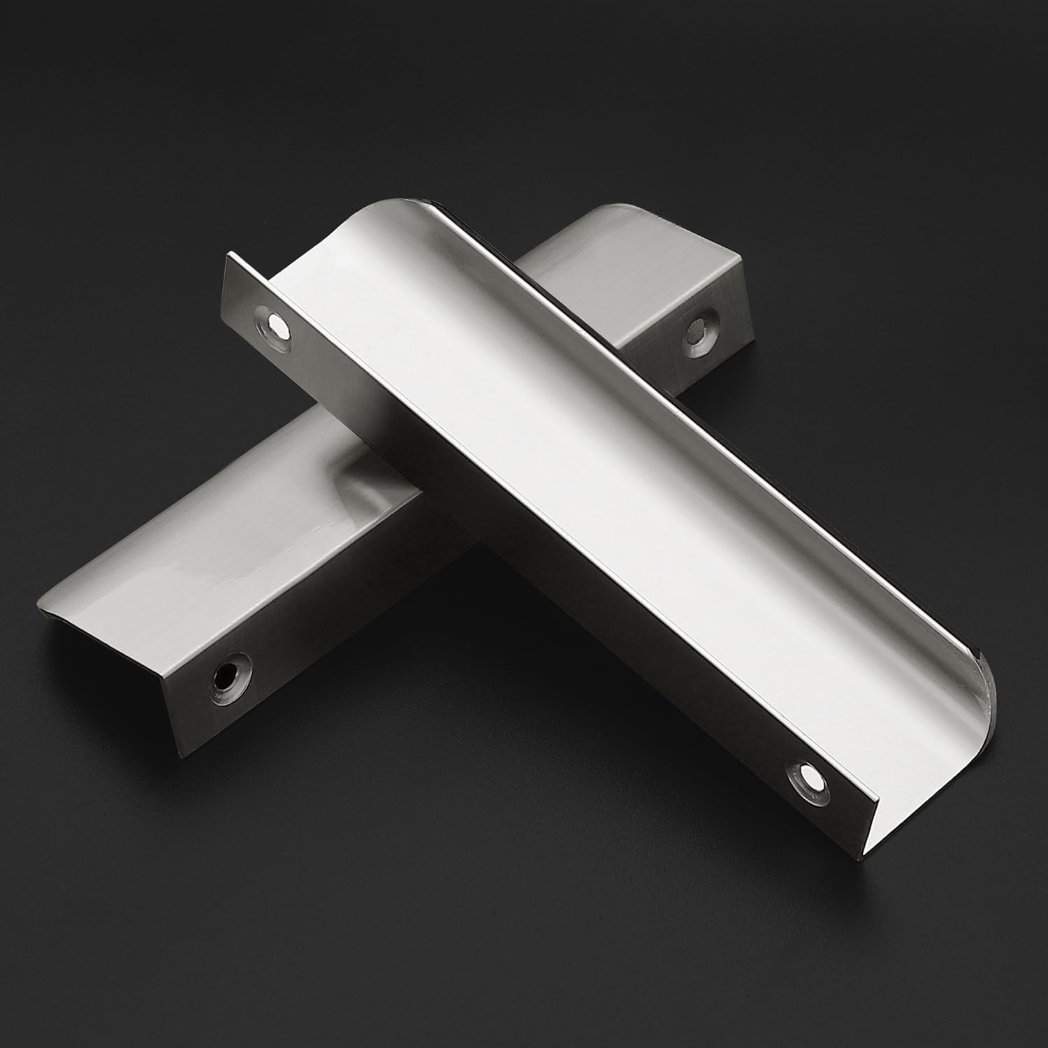 Ravinte 20 Pack Cabinet Handles Finger Edge Pulls 150mm/5.9 inch Silver Drawer Edge Pulls Brushed Nickel Finger Pulls for Cabinets Concealed Handles