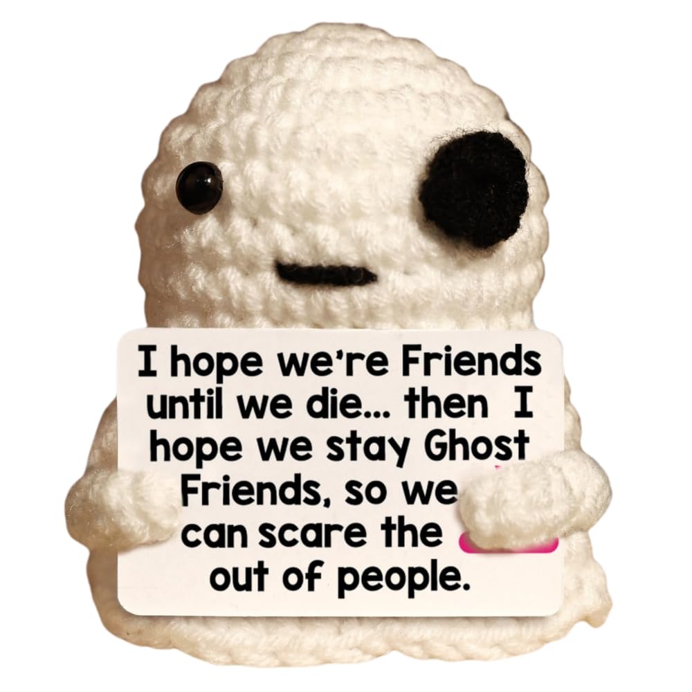Friendship Gifts for Women, Unique Crochet Birthday Gifts for Men Women Friend, Funny Halloween Home Decor Present for Sister Bestie Wife, Handmade Ghost Friends