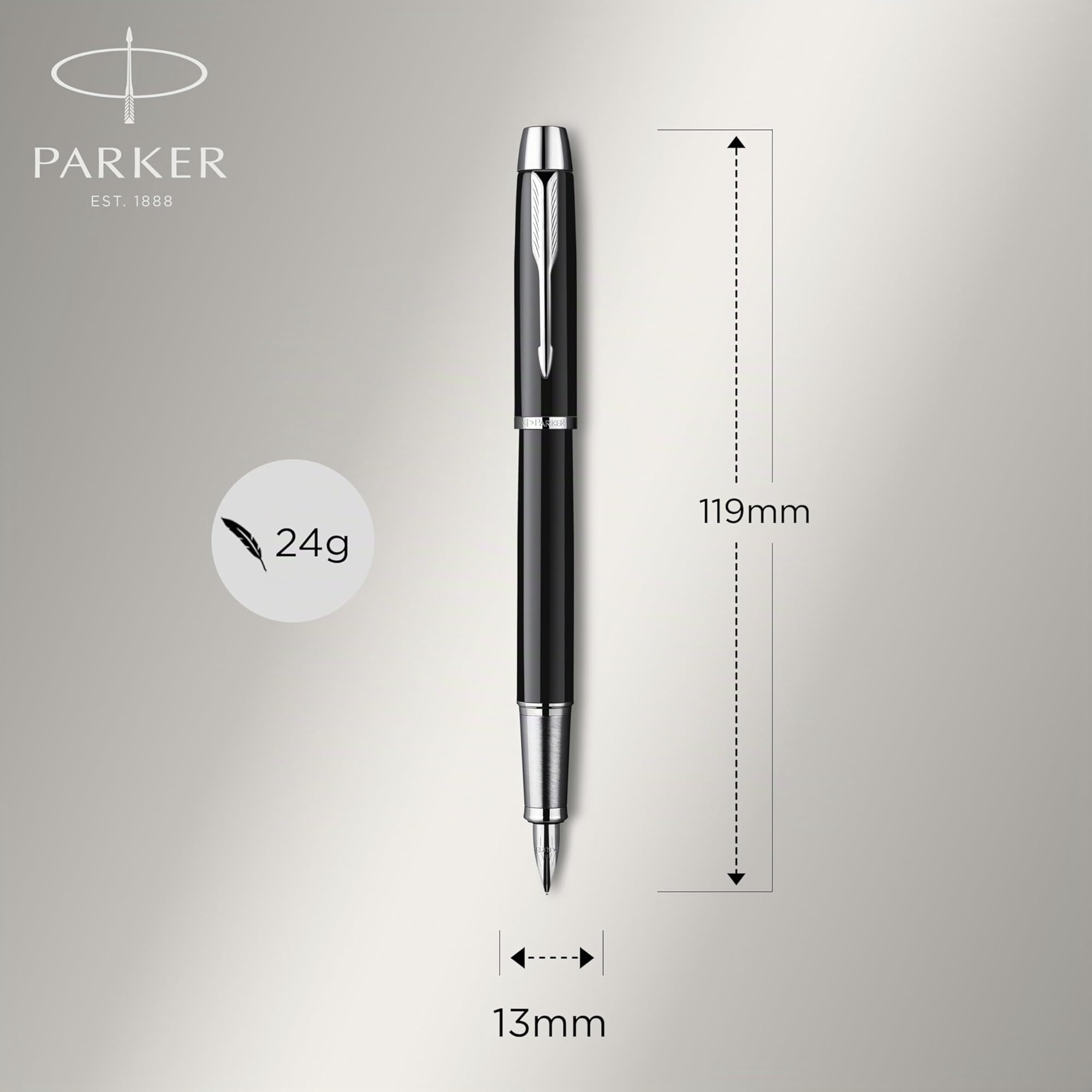 Parker IM Set de regalo Duo Pen | Pluma estilográficabolígrafo y estuche | Acabado lacado negro con adornos cromados | Punta media | Recargas de tinta azul | Regalos de graduación perfectos