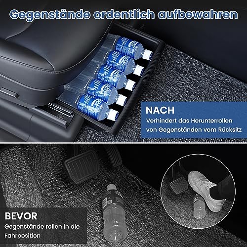 CARERSTEN Materiallagerbox Für Tesla Model Y Zubehör TPE 2021-2024 Unter Dem Sitz Wasserdicht Aufbewahrungsbox Für Sitze Für Tesla Zubehör Model Y Auto Organizer Ablage Auto Aufbewahrungsbox Tray