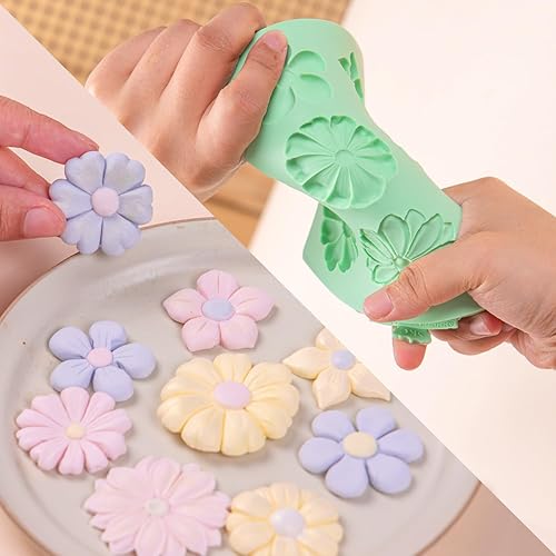 Vista 15 de KALAIEN 3 moldes para pastel de fondant de flores, margarita, flor de rosa, pequeño floral para fondant de chocolate, arcilla polimérica y jabón