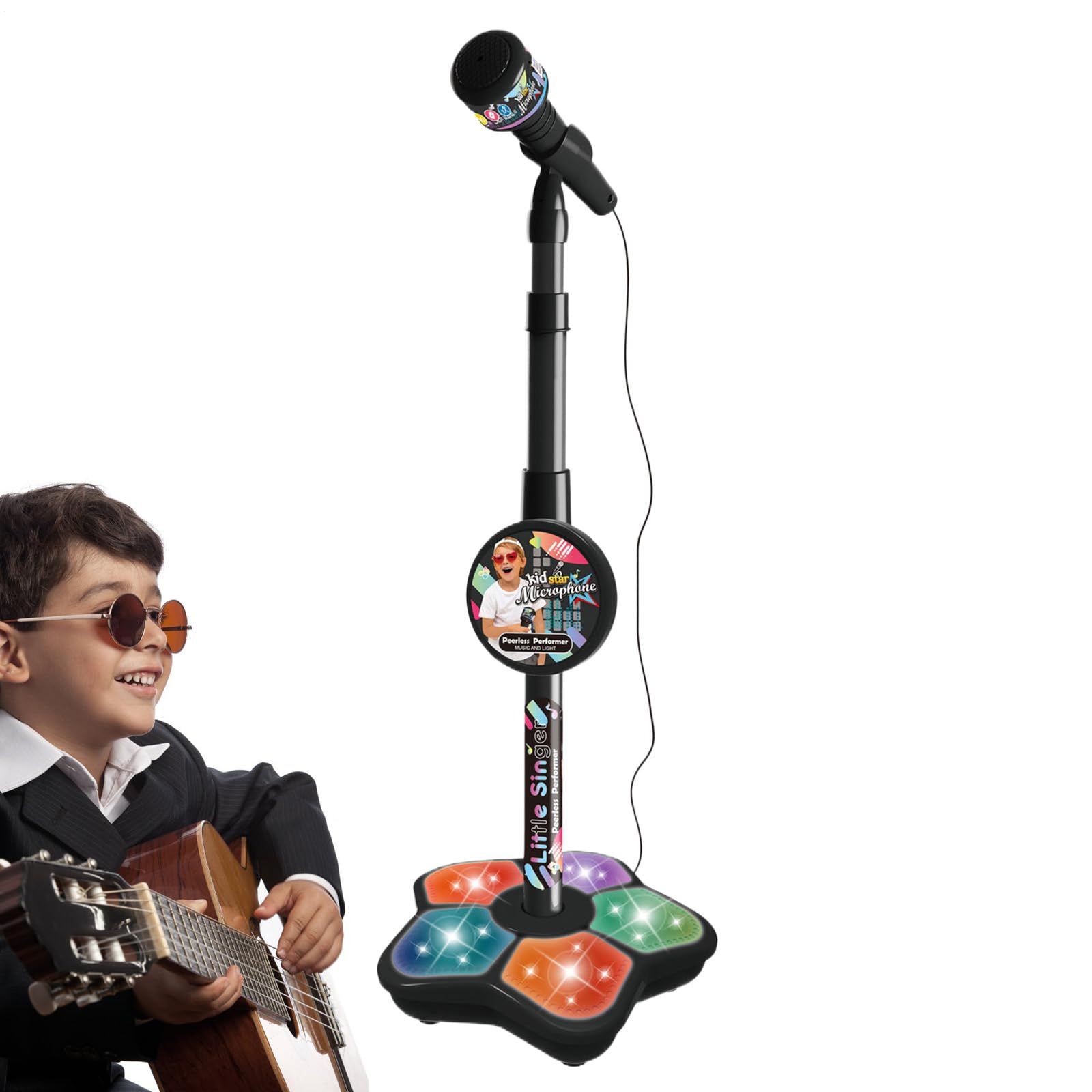 Microfono per bambini con piedistallo - Piedi di microfono per bambini, Microfono karaoke per bambini | Macchina karaoke con luci, Microfono con supporto regolabile, Macchina karaoke canterina