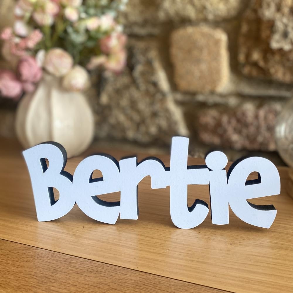 Luck and Luck Personalised Wood Name Signs, Nursery Freestanding Shelf Name, Baby Name Gift, Bedroom Decoration Gift, Wooden Letters 9cm Height