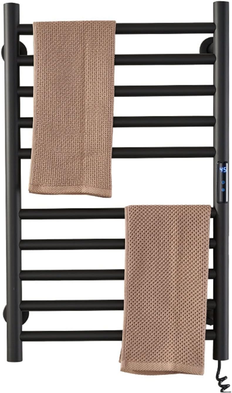 Electric Heated Towel Rack for Bathroom, Wall Mounted Towel Warmer, 10 Stainless Steel Bars Drying Rack,Towel Heater Rack,with Timer and Smart Temperature Control,Hardwired