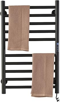 Electric Heated Towel Rack for Bathroom, Wall Mounted Towel Warmer, 10 Stainless Steel Bars Drying Rack,Towel Heater Rack,with Timer and Smart Temperature Control,Hardwired,Plug in