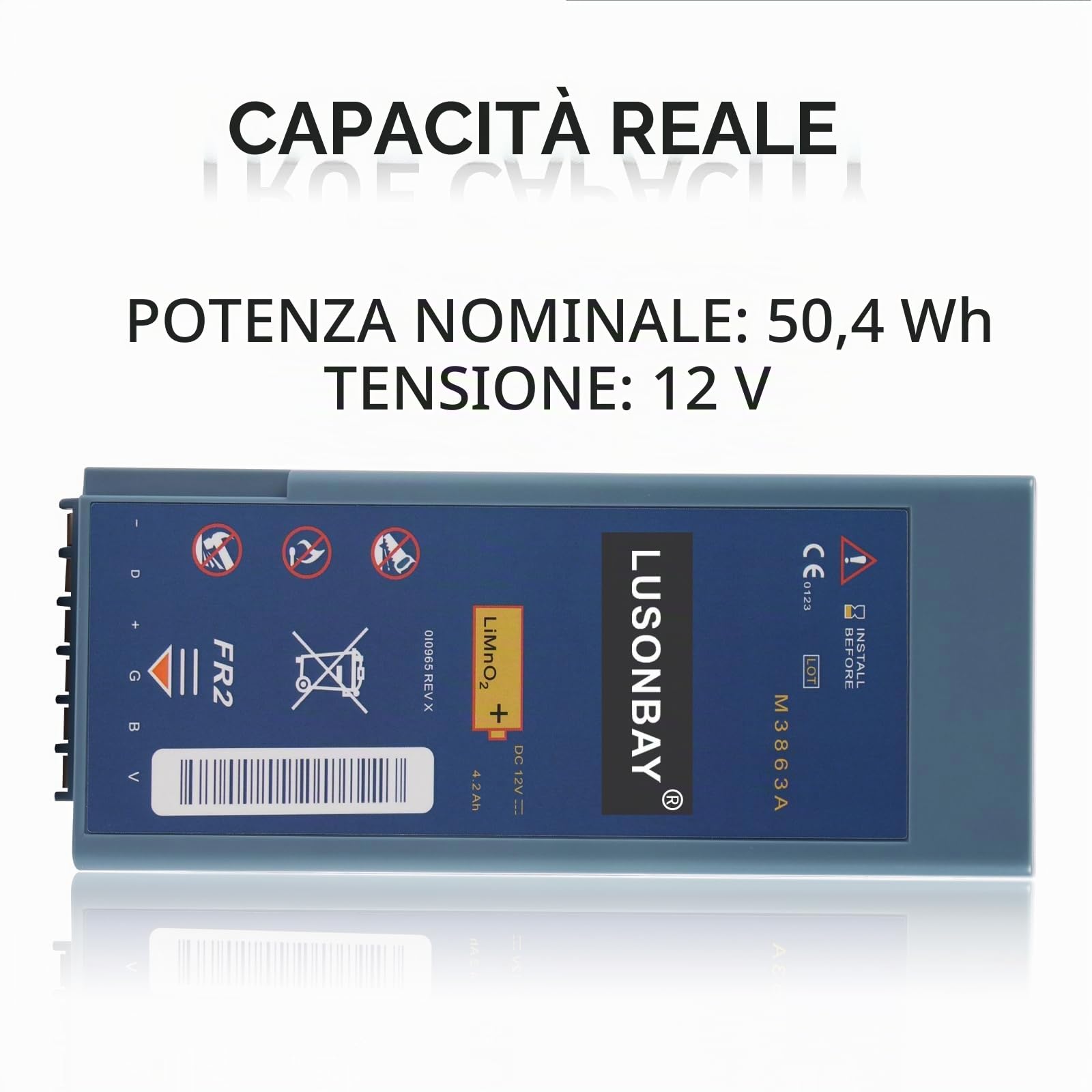 M3-863A Battery Compatible with FR2 AED Defibrillator Battery M3860A M3861A M3840A 12V 4.2Ah 50.4WH